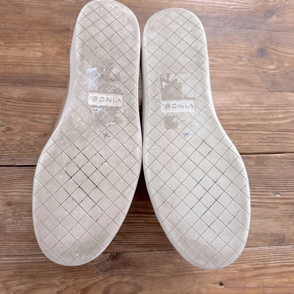 Vince Janna Lace-Up Leather Suede Lace Up‎ Low Top Sneakers Taupe Womens 7.5 EUC